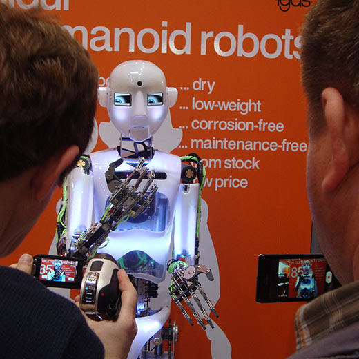 Robot Rental by Engineered Arts - RoboThespian Hired to promote Igus